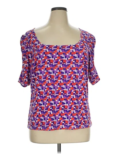 Pre-owned Doncaster Collection Short Sleeve Blouse In Purple