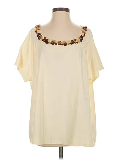 Pre-owned Doncaster Collection Short Sleeve Blouse In White