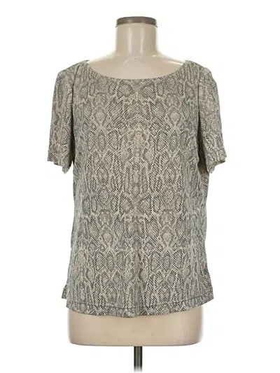Pre-owned Doncaster Collection Short Sleeve Silk Top Gray Scoop Neck Tops