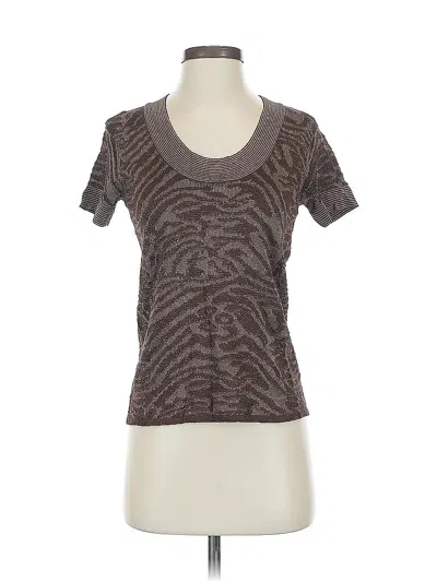 Pre-owned Doncaster Collection Short Sleeve Top Brown Scoop Neck Tops