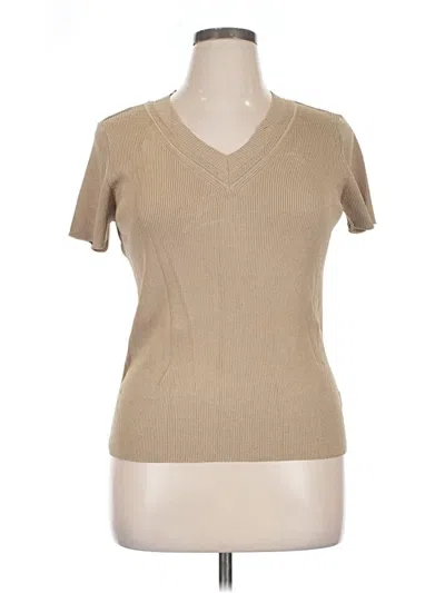 Pre-owned Doncaster Collection Short Sleeve Top Tan V-neck Tops