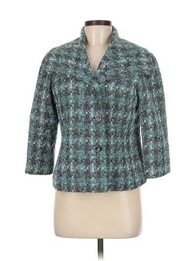 Pre-owned Doncaster Collection Silk Blazer Jacket In Blue