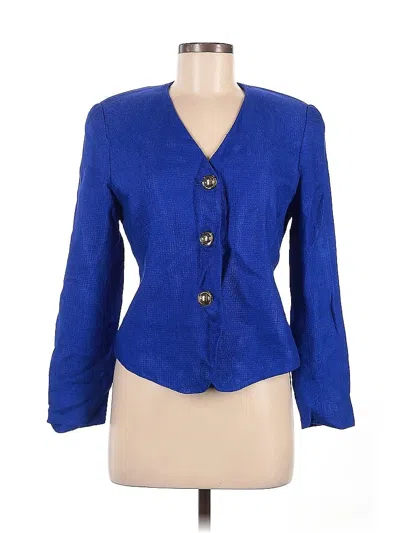 Pre-owned Doncaster Collection Silk Blazer Jacket In Blue