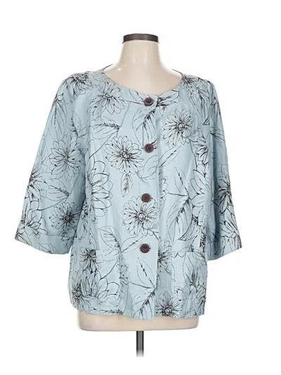 Pre-owned Doncaster Collection Silk Blazer Jacket In Blue