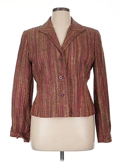 Pre-owned Doncaster Collection Silk Blazer Jacket In Brown