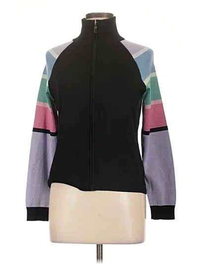 Pre-owned Doncaster Collection Silk Cardigan Sweater In Black