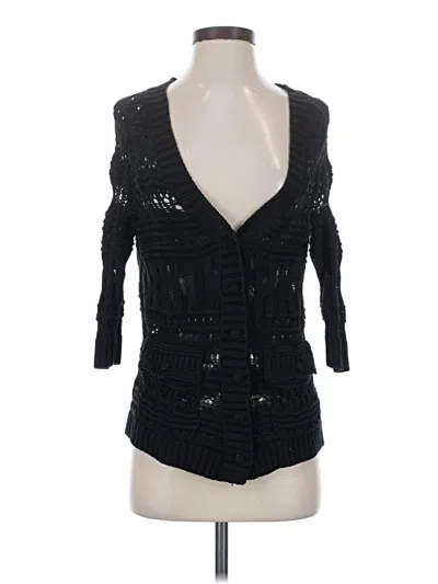 Pre-owned Doncaster Collection Silk Cardigan Sweater In Black