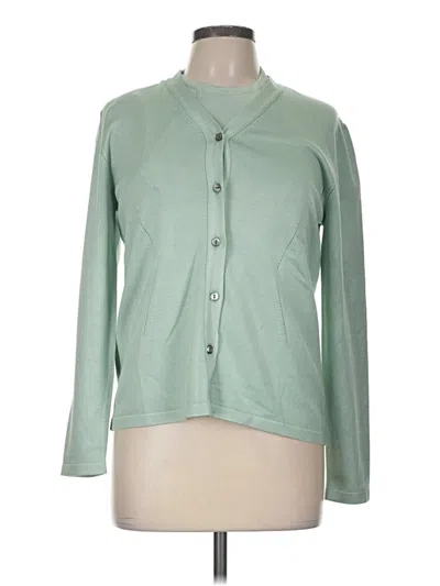 Pre-owned Doncaster Collection Silk Cardigan Sweater In Green