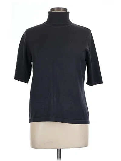 Pre-owned Doncaster Collection Silk Pullover Sweater In Black
