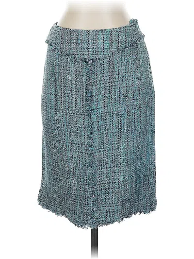 Pre-owned Doncaster Collection Silk Skirt In Teal