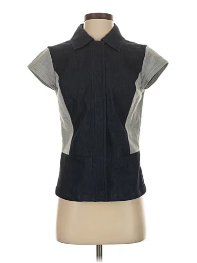 Pre-owned Doncaster Collection Sleeveless Button Down Shirt In Gray