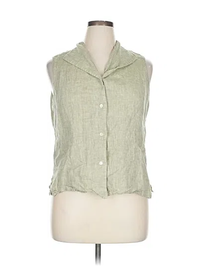 Pre-owned Doncaster Collection Sleeveless Button Down Shirt In Green