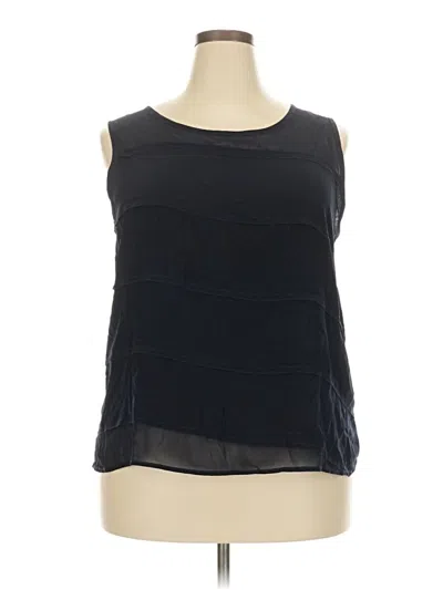 Pre-owned Doncaster Collection Sleeveless Silk Top Black Boatneck Tops