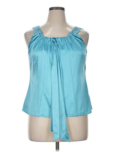 Pre-owned Doncaster Collection Sleeveless Silk Top Blue Halter Neckline Tops