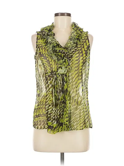 Pre-owned Doncaster Collection Sleeveless Silk Top Green Cowl Neck Tops