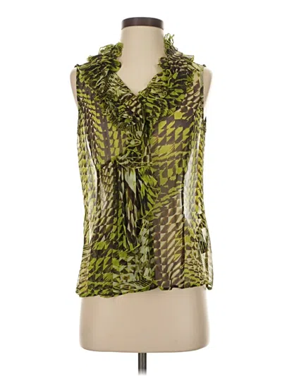 Pre-owned Doncaster Collection Sleeveless Silk Top Green Cowl Neck Tops