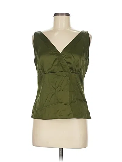 Pre-owned Doncaster Collection Sleeveless Silk Top Green Solid Pattern Strapless Neckline Tops