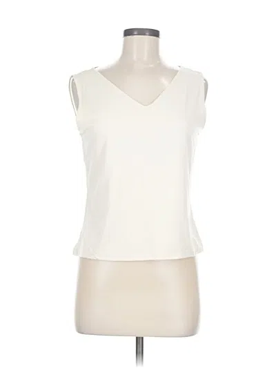 Pre-owned Doncaster Collection Sleeveless Silk Top Ivory V Neck Tops In White