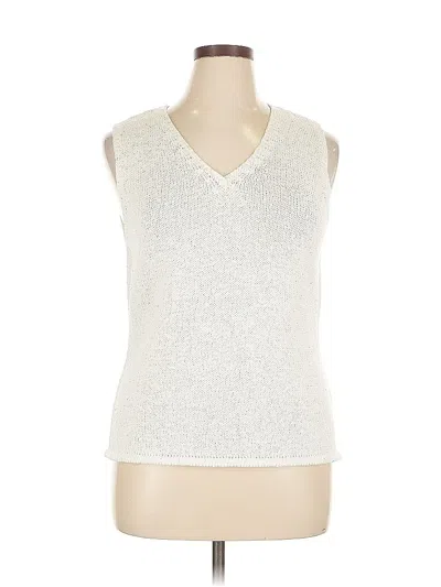 Pre-owned Doncaster Collection Sleeveless Top Ivory V Neck Tops In White