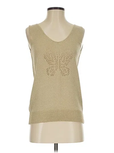 Pre-owned Doncaster Collection Sleeveless Top Tan V-neck Tops