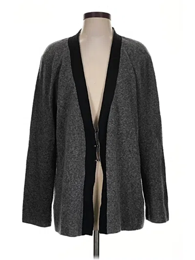 Pre-owned Doncaster Collection Wool Cardigan Sweater In Gray