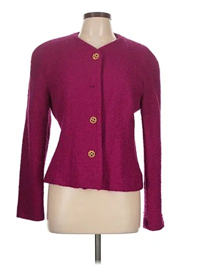 Pre-owned Doncaster Collection Wool Cardigan Sweater In Pink