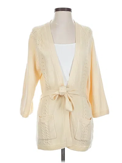 Pre-owned Doncaster Collection Wool Cardigan Sweater In Yellow