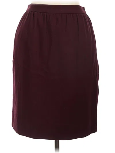 Pre-owned Doncaster Collection Wool Skirt In Burgundy