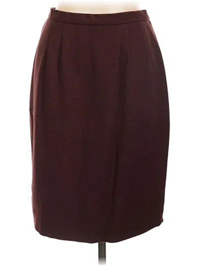 Pre-owned Doncaster Collection Wool Skirt In Burgundy