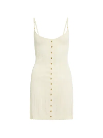Donde Esteban Button Mini Dress In Neutral