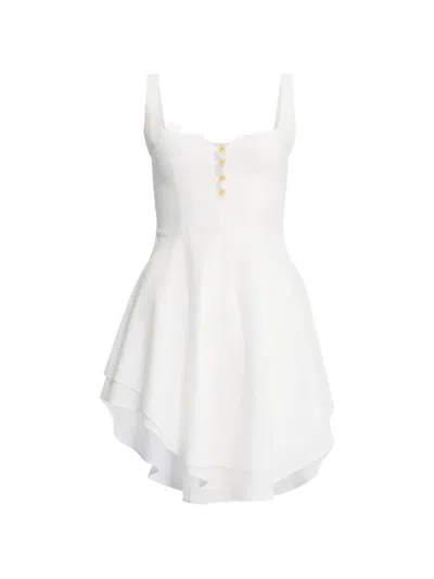 Donde Esteban Button Voile Mini Dress In White