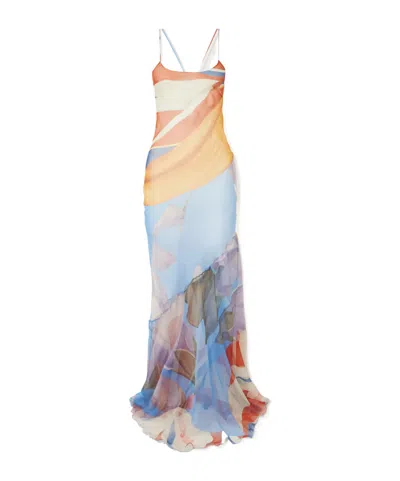 Donde Esteban Palenque Flores Open-back Printed Silk-chiffon Maxi Dress In Multi
