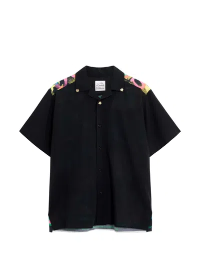Donde Esteban Collar-embellished Printed Shirt In Black