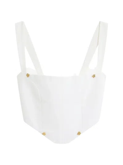 Donde Esteban Embellished Corset Top In White