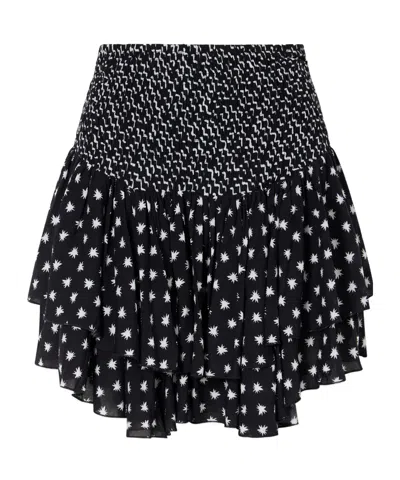 Donde Esteban Estrellitas Y Olas Ruffled Mini Skirt In Black