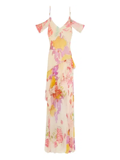 DONDE ESTEBAN FLORES CHIFFON MAXI DRESS
