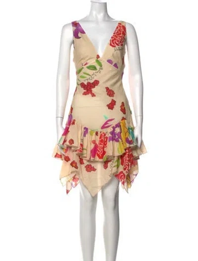 Pre-owned Donde Esteban Floral Print Mini Dress In Multi
