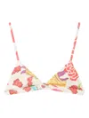 Donde Esteban Floral Print Triangle Bikini Top In Yellow