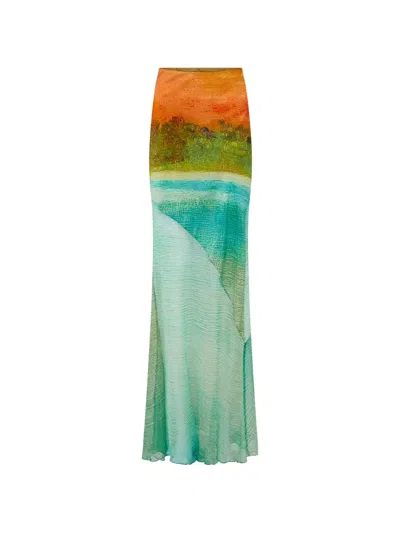 Donde Esteban Formentera Landscape-print Maxi Skirt In Multi