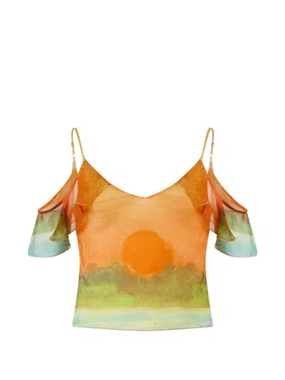 Donde Esteban Formentera Silk Top In Multi