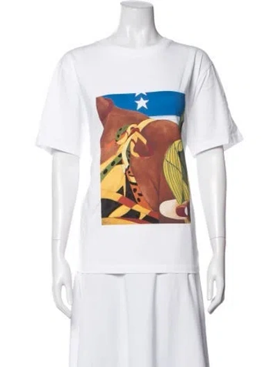 Pre-owned Donde Esteban Graphic Print Crew Neck T-shirt W/ Tags In White