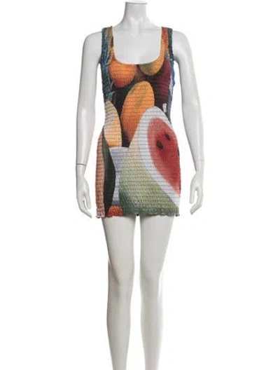 Pre-owned Donde Esteban Graphic Print Mini Dress In Multicolor