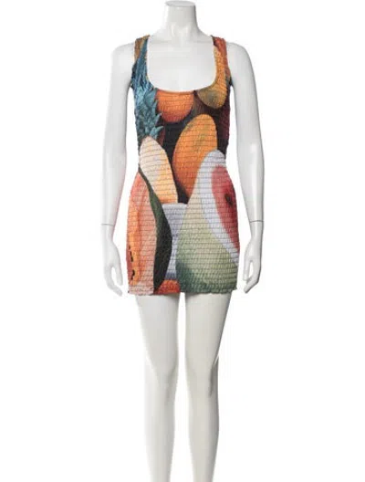 Pre-owned Donde Esteban Graphic Print Mini Dress In White