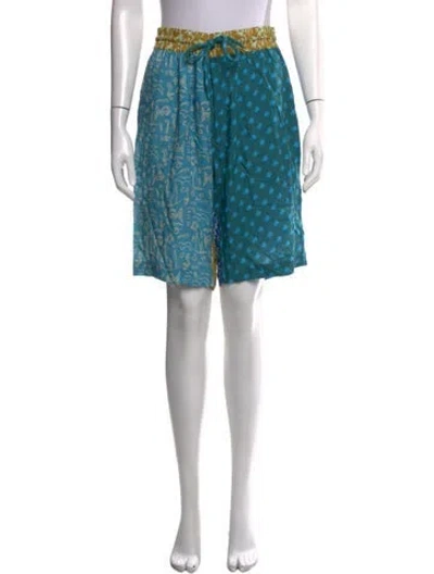 Pre-owned Donde Esteban Graphic Print Mini Shorts W/ Tags In Blue