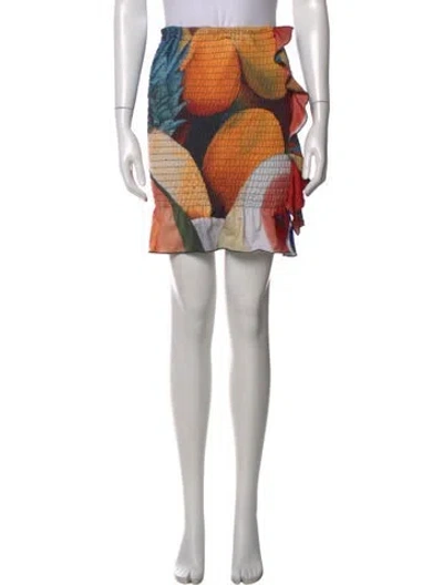 Pre-owned Donde Esteban Graphic Print Mini Skirt W/ Tags In Multicolor
