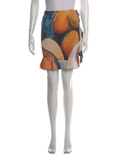 Pre-owned Donde Esteban Graphic Print Mini Skirt W/ Tags In Multicolor