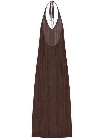 Donde Esteban Guayabera Midi Dress In Brown