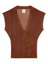 Shop Donde Esteban Guayabera Semi-sheer Top In Brown