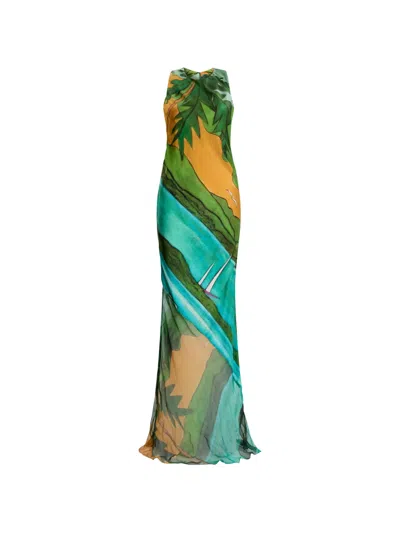 Donde Esteban Halterneck Magdalena Maxi Dress In Multi
