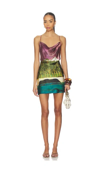 Donde Esteban La Sierra Silk Mini Dress In Multi